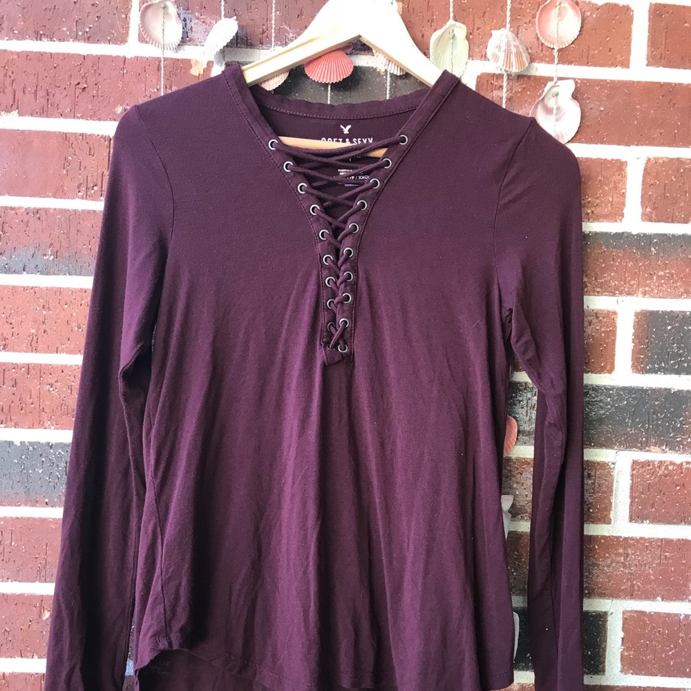 ❄️AE long sleeve shirt XXS cris/cross neckline
